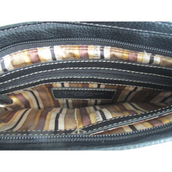 Tignanello Beige Cream Color-blocked Shoulder Bag Black Adjustable Strap - Picture 4 of 8